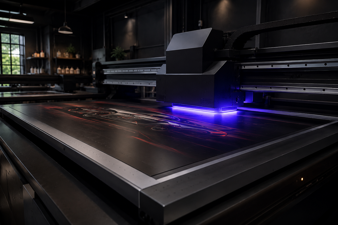 UV flatbed printer producing a premium aluminum metal print