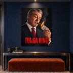 Tulsa King Metal Poster, Sylvester Stallone Cigar Portrait Wall Art