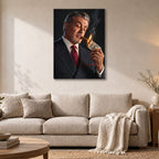 Sylvester Stallone Cigar Poster on Metal, Dark Portrait Wall Art