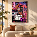 GTA VI Vice City Neon Metal Poster