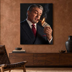 Sylvester Stallone Cigar Poster on Metal, Dark Portrait Wall Art