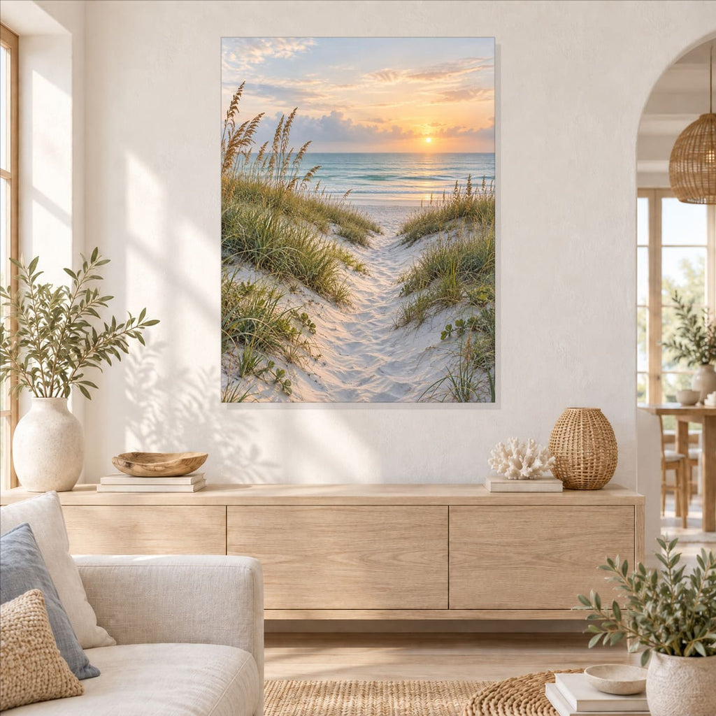 Coastal Beach Path Metal Wall Art — featured view in a styled interior