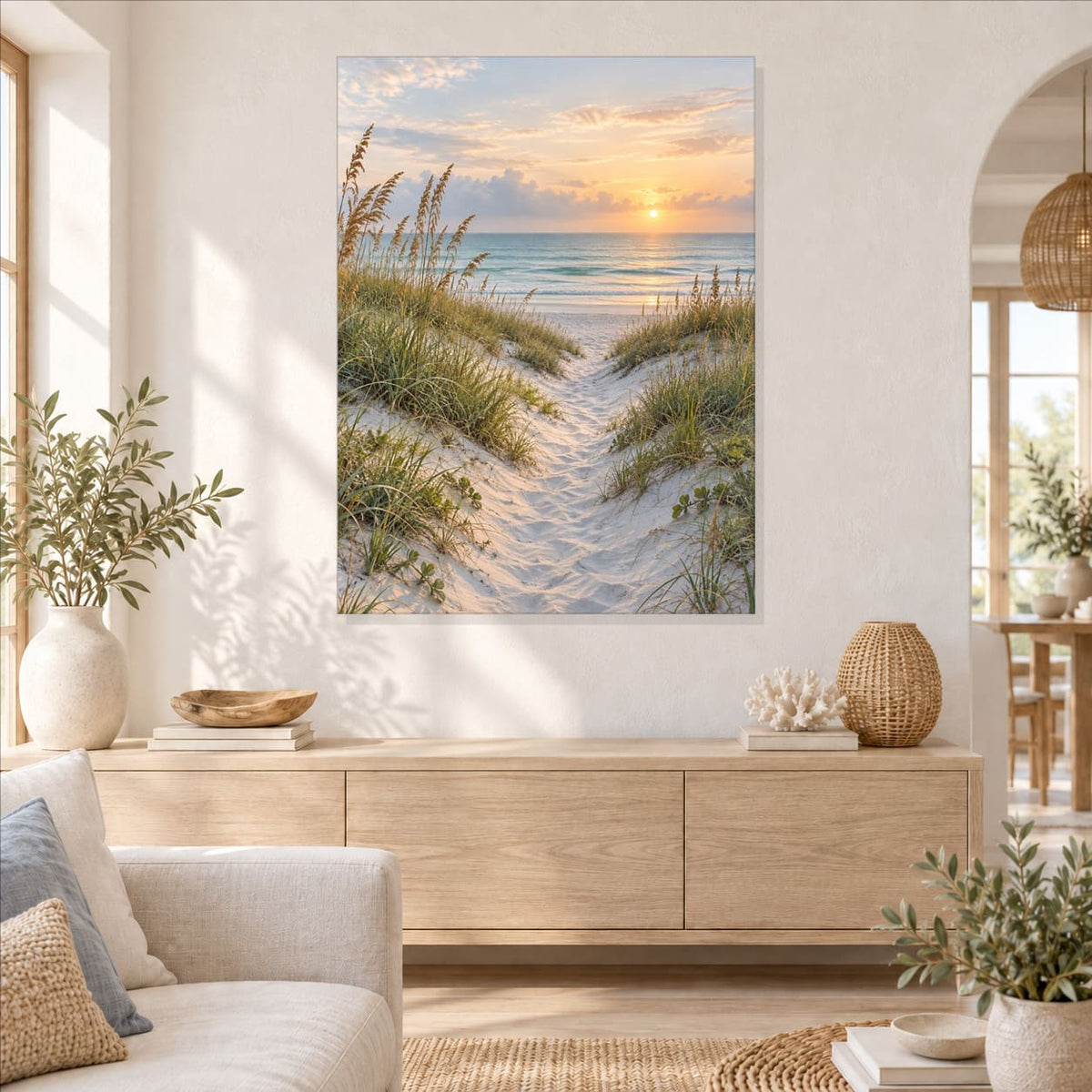 Coastal Beach Path Metal Wall Art — featured view in a styled interior