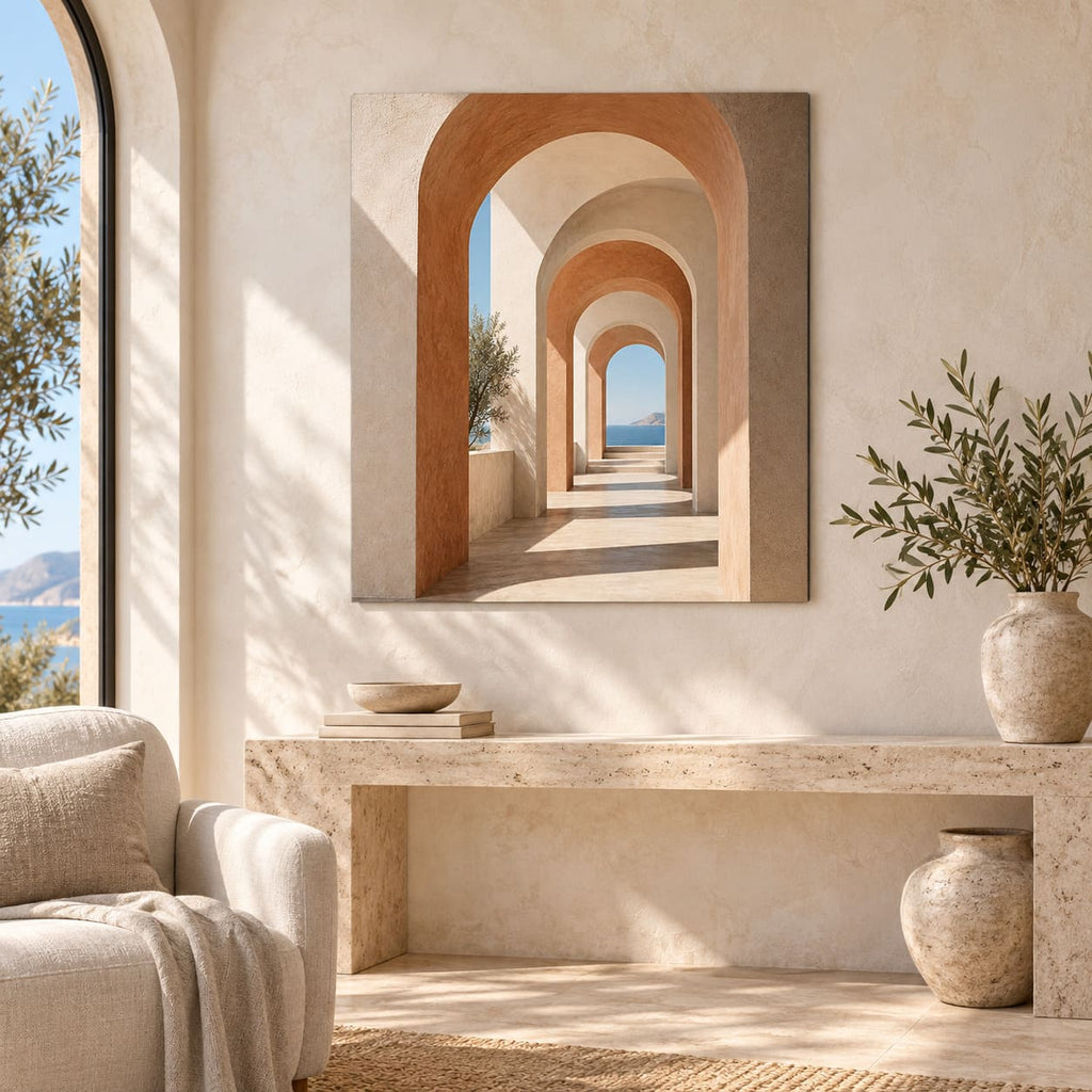 Modern Architectural Arches Metal Wall Art — featured view in a styled interior