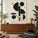 Black Geometric Bauhaus Metal Wall Art — featured view in a styled interior