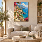 Vintage Amalfi Coast Landscape Metal Wall Art — featured view in a styled interior