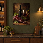 Vintage Wine Kitchen Wall Art on Metal — featured view in a styled interior