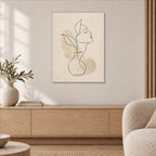 Minimalist Neutral Line Art Metal Print — displayed in a modern living room