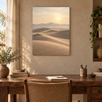 Neutral Desert Horizon Landscape Metal Wall Art — displayed in a modern living room
