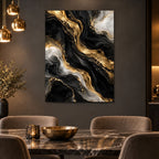 Black and Gold Abstract Metal Wall Art — displayed as frameless wall decor