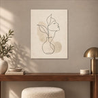 Minimalist Neutral Line Art Metal Print — displayed as frameless wall decor