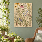 Vintage Botanical Wildflowers Metal Wall Art — styled interior lifestyle view