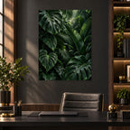 Dark Green Botanical Leaves Metal Wall Art — styled interior lifestyle view