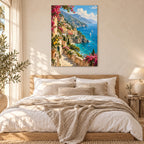 Vintage Amalfi Coast Landscape Metal Wall Art — styled interior lifestyle view