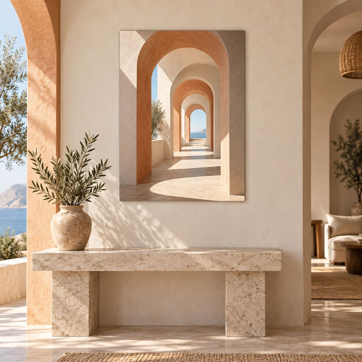 Modern Architectural Arches Metal Wall Art — styled interior lifestyle view