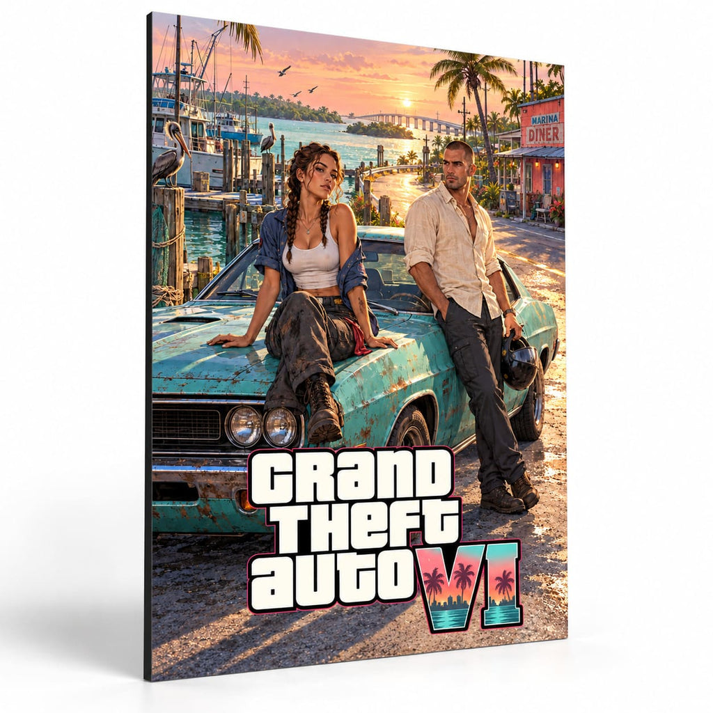 GTA VI Sunrise Marina Metal Poster