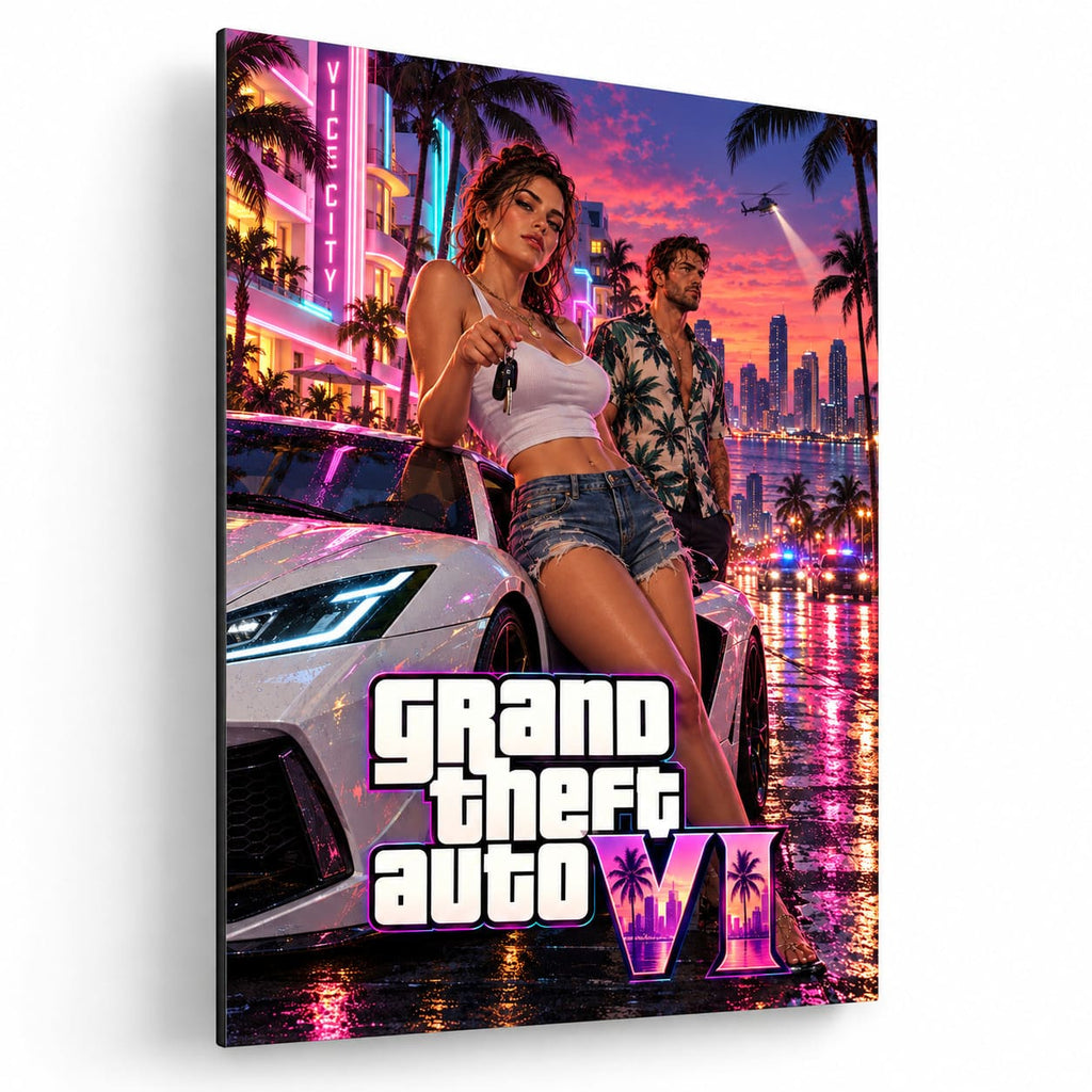 GTA VI Vice City Neon Metal Poster