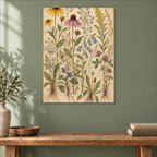 Vintage Botanical Wildflowers Metal Wall Art — close-up lifestyle view