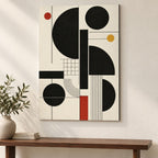 Black Geometric Bauhaus Metal Wall Art — close-up lifestyle view