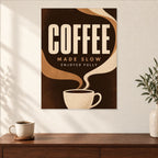 Modern Coffee Kitchen Wall Art on Metal — close-up lifestyle view