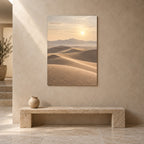 Neutral Desert Horizon Landscape Metal Wall Art — close-up lifestyle view