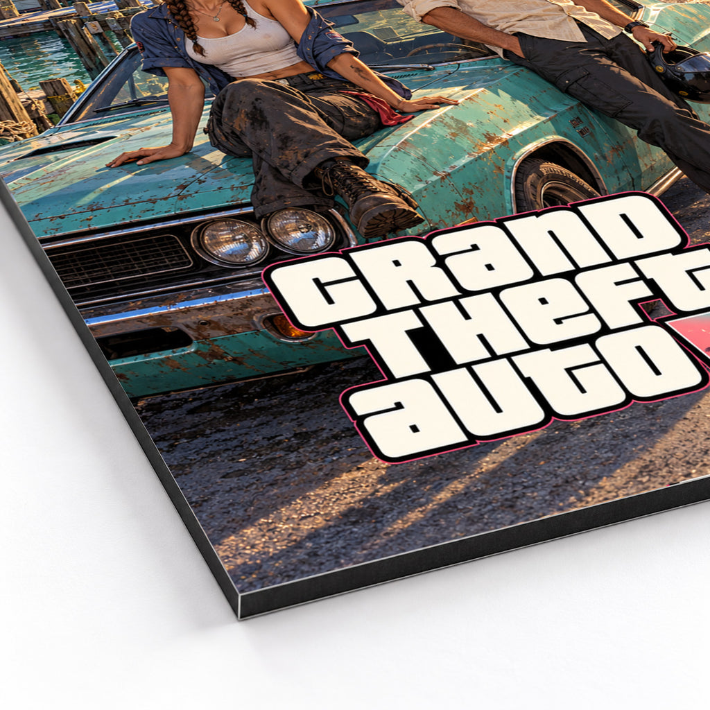 GTA VI Sunrise Marina Metal Poster