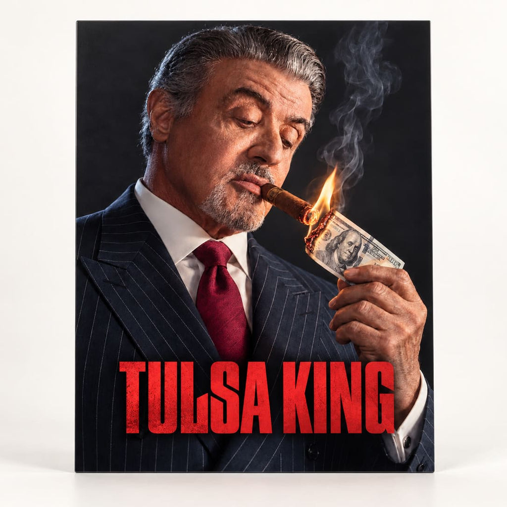 Tulsa King Metal Poster, Sylvester Stallone Cigar Portrait Wall Art
