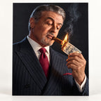Sylvester Stallone Cigar Poster on Metal, Dark Portrait Wall Art