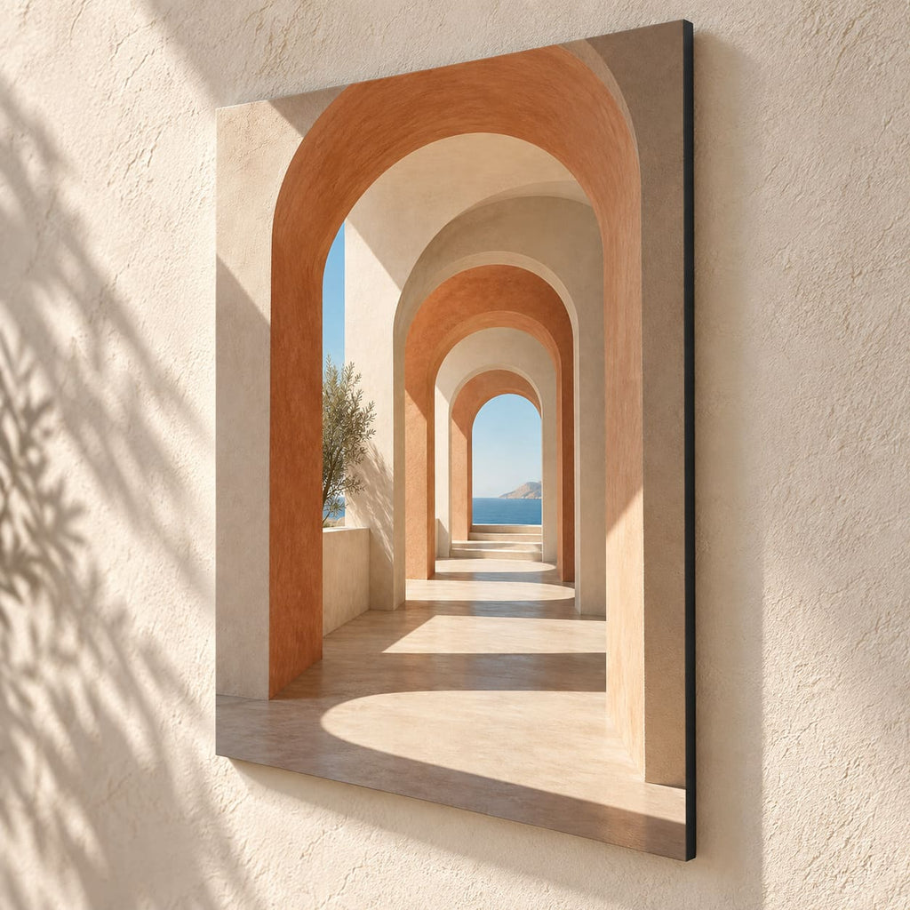 Modern Architectural Arches Metal Wall Art — side-angle view showing the thin aluminum panel