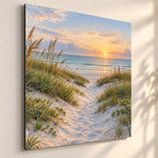 Coastal Beach Path Metal Wall Art — side-angle view showing the thin aluminum panel