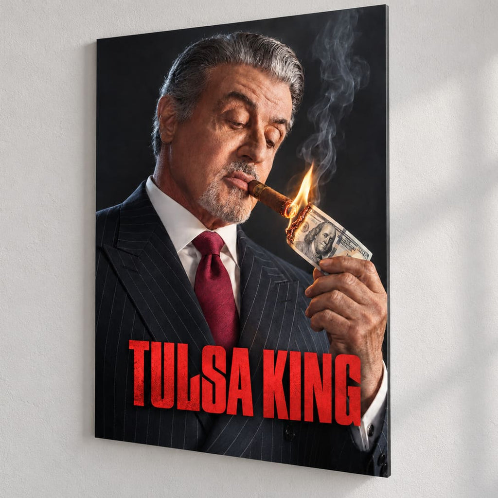 Tulsa King Metal Poster, Sylvester Stallone Cigar Portrait Wall Art