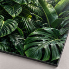 Dark Green Botanical Leaves Metal Wall Art — macro detail of the UV-printed aluminum surface