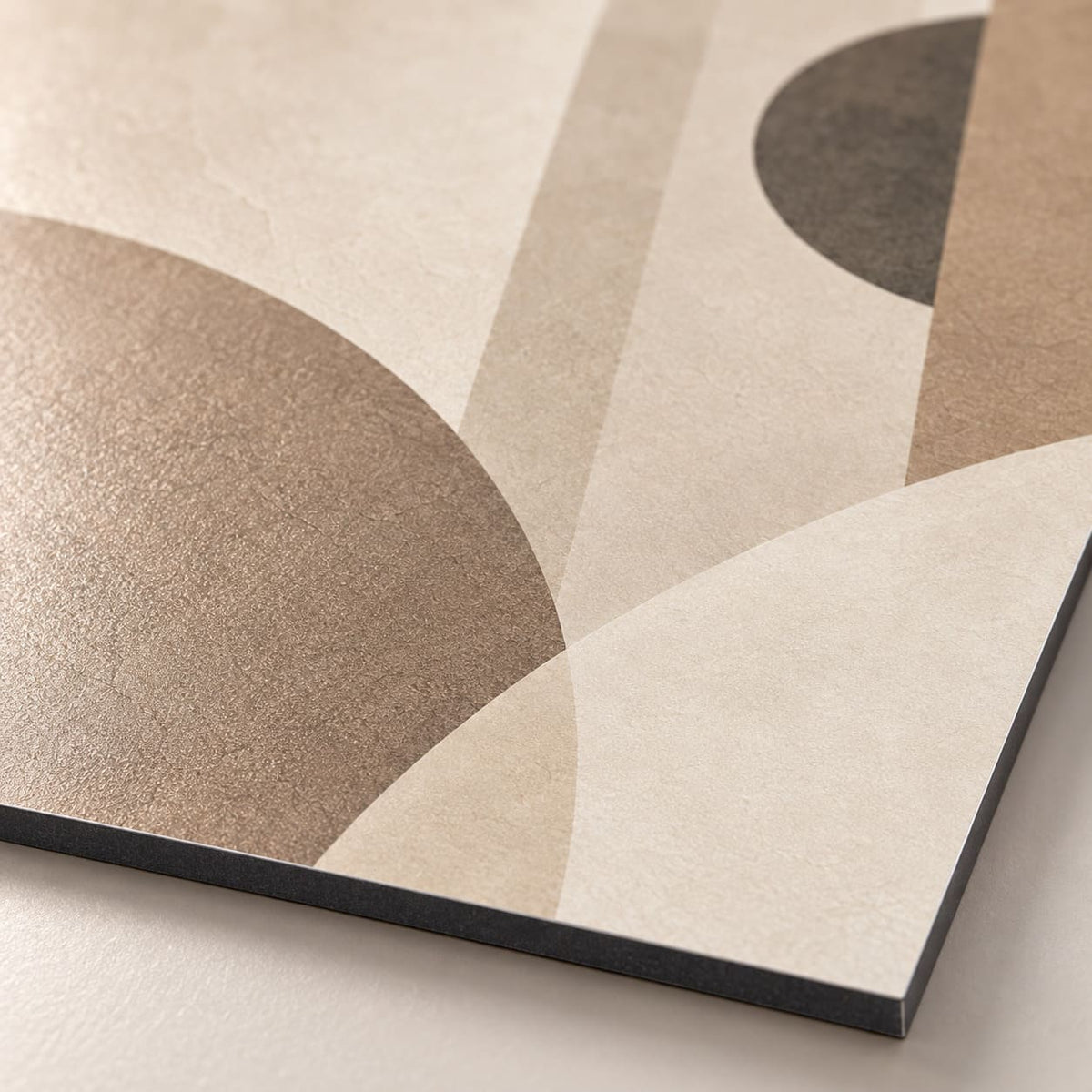 Neutral Beige Abstract Wall Art on Metal — macro detail of the UV-printed aluminum surface