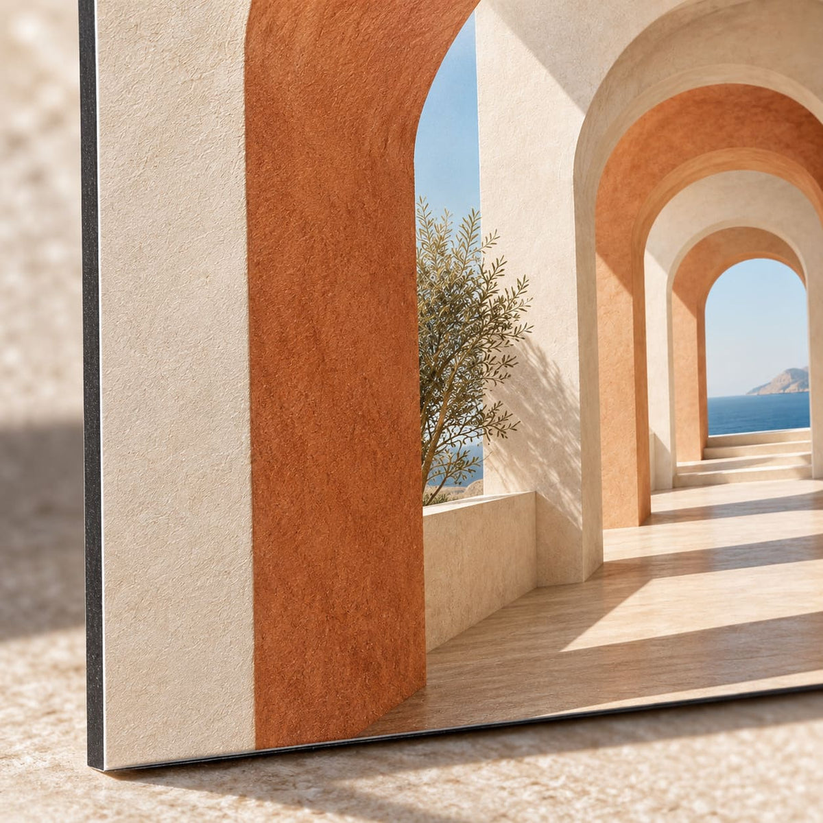 Modern Architectural Arches Metal Wall Art — macro detail of the UV-printed aluminum surface