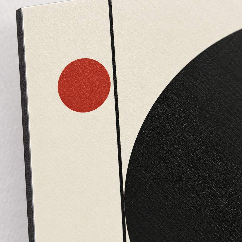 Black Geometric Bauhaus Metal Wall Art — macro detail of the UV-printed aluminum surface