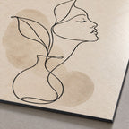 Minimalist Neutral Line Art Metal Print — macro detail of the UV-printed aluminum surface