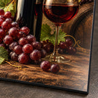 Vintage Wine Kitchen Wall Art on Metal — macro detail of the UV-printed aluminum surface