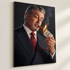 Sylvester Stallone Cigar Poster on Metal, Dark Portrait Wall Art