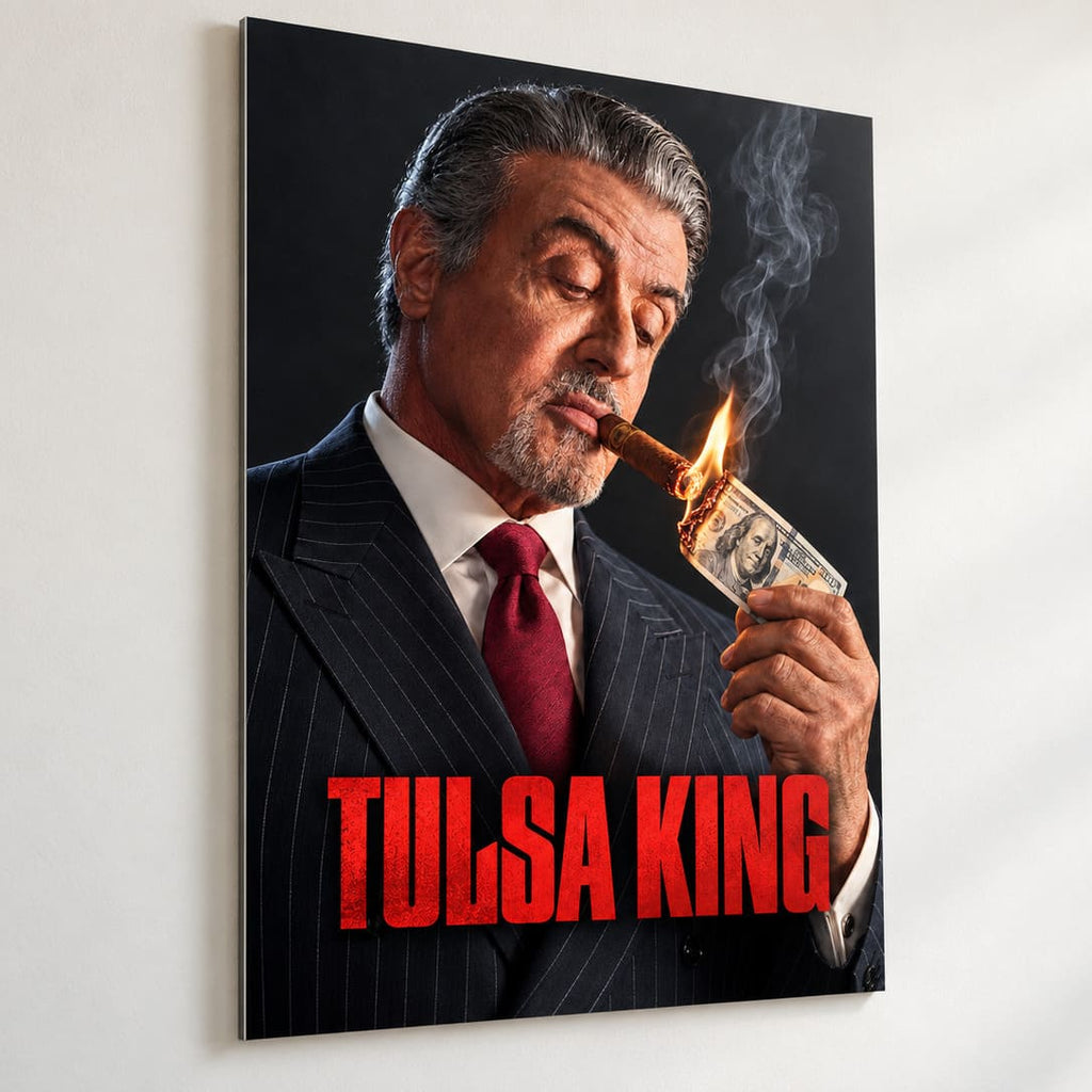 Tulsa King Metal Poster, Sylvester Stallone Cigar Portrait Wall Art