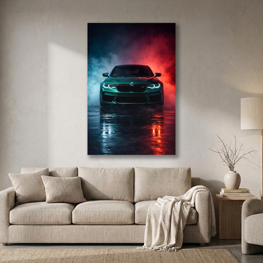BMW M5 F90 Metal Wall Art – Neon Sports Car Poster – premium aluminum metal wall art, product image 10