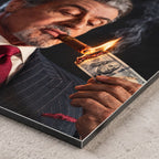 Sylvester Stallone Cigar Poster on Metal, Dark Portrait Wall Art