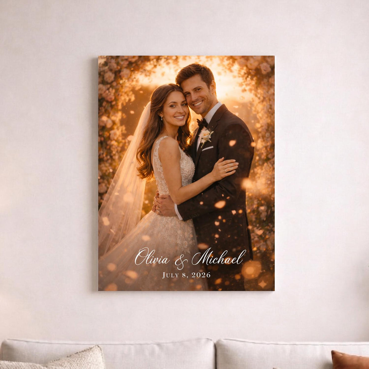 Custom Wedding Portrait on Metal from Your Photo – premium aluminum metal wall art, product image 2