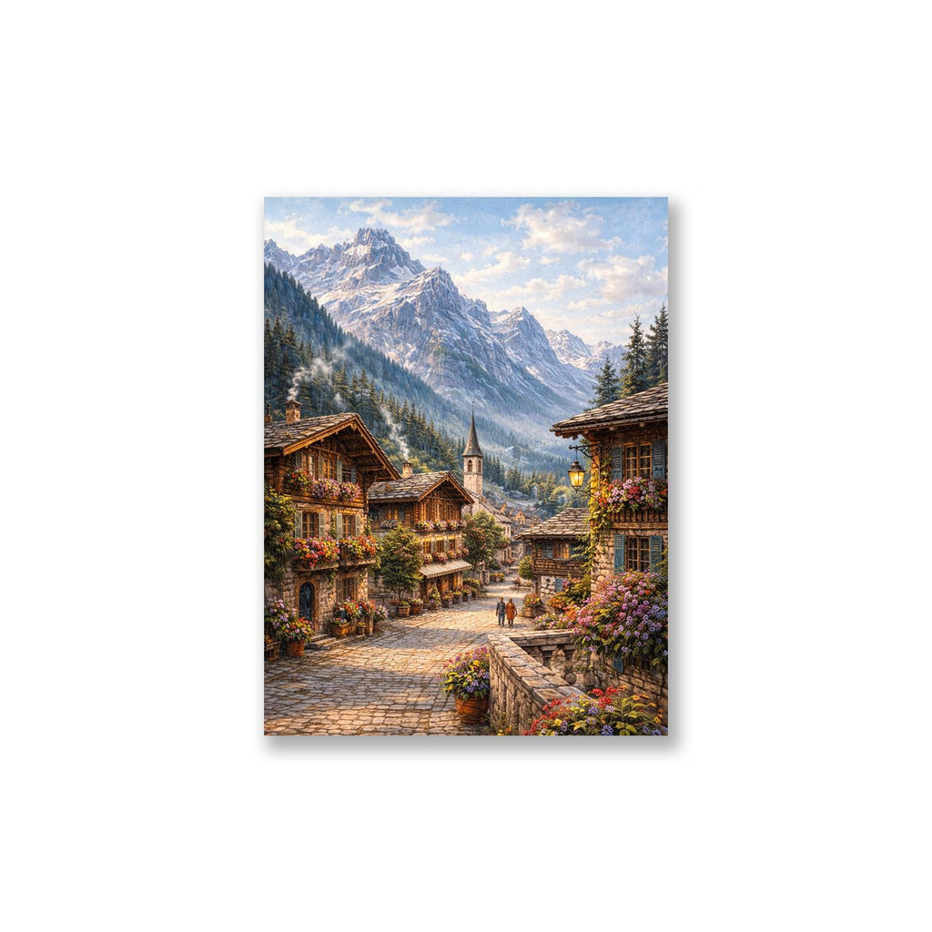 Alpine Village Landscape Metal Wall Art – premium aluminum metal wall art, product image 3