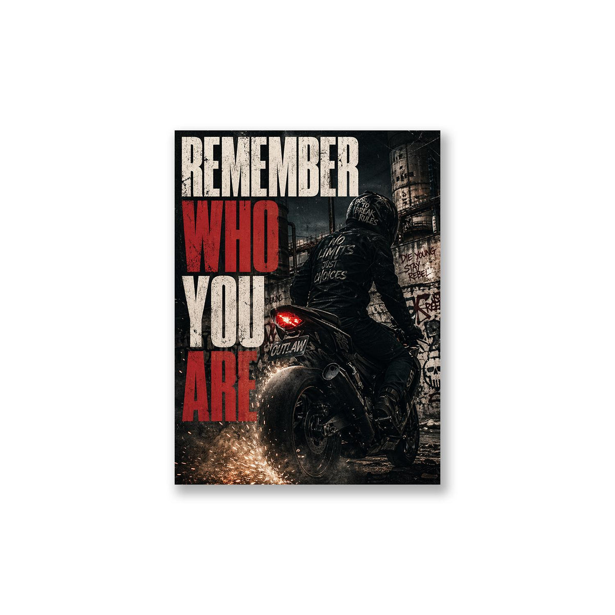 Remember Who You Are Motorcycle Metal Wall Art – premium aluminum metal wall art, product image 3