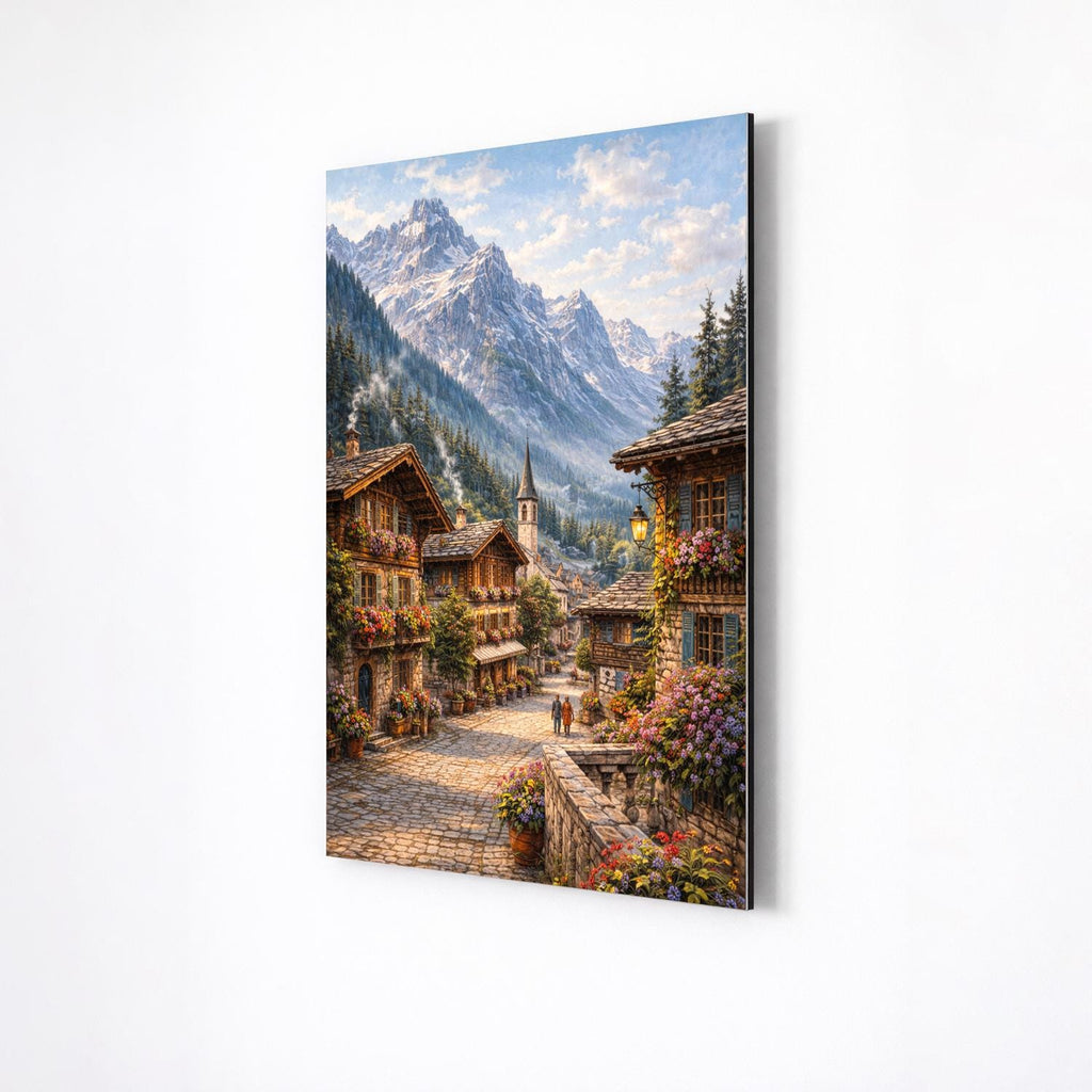 Alpine Village Landscape Metal Wall Art – premium aluminum metal wall art, product image 4