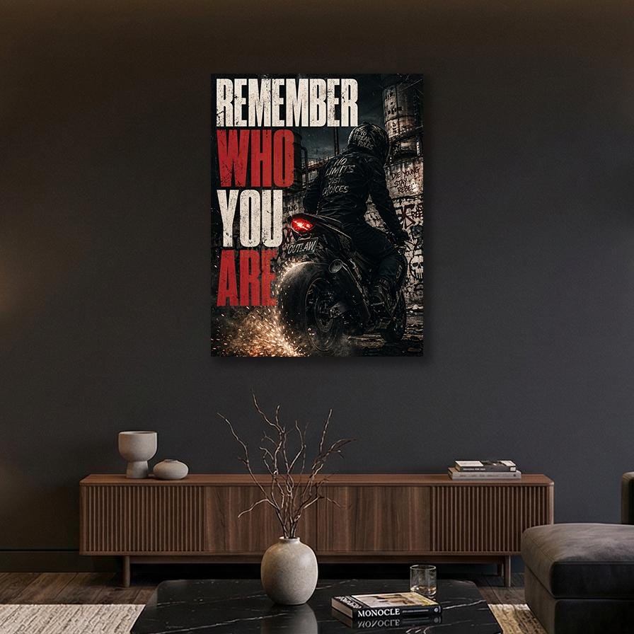 Remember Who You Are Motorcycle Metal Wall Art – premium aluminum metal wall art, product image 8