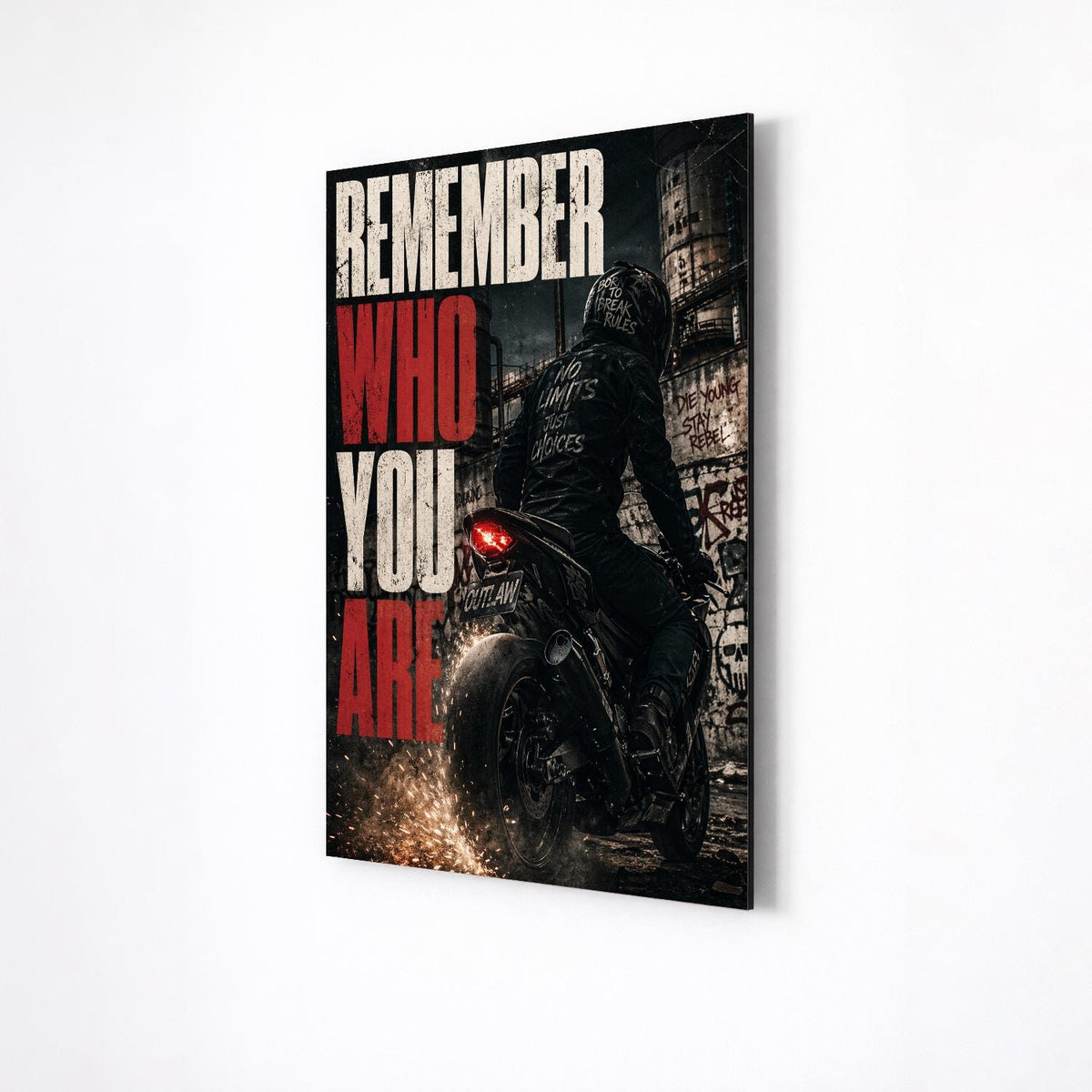 Remember Who You Are Motorcycle Metal Wall Art – premium aluminum metal wall art, product image 4
