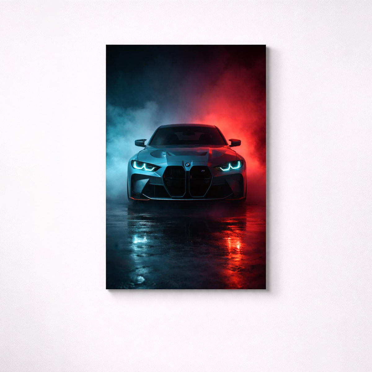 BMW M4 G82 Metal Wall Art – Neon Sports Car Poster – premium aluminum metal wall art, product image 3