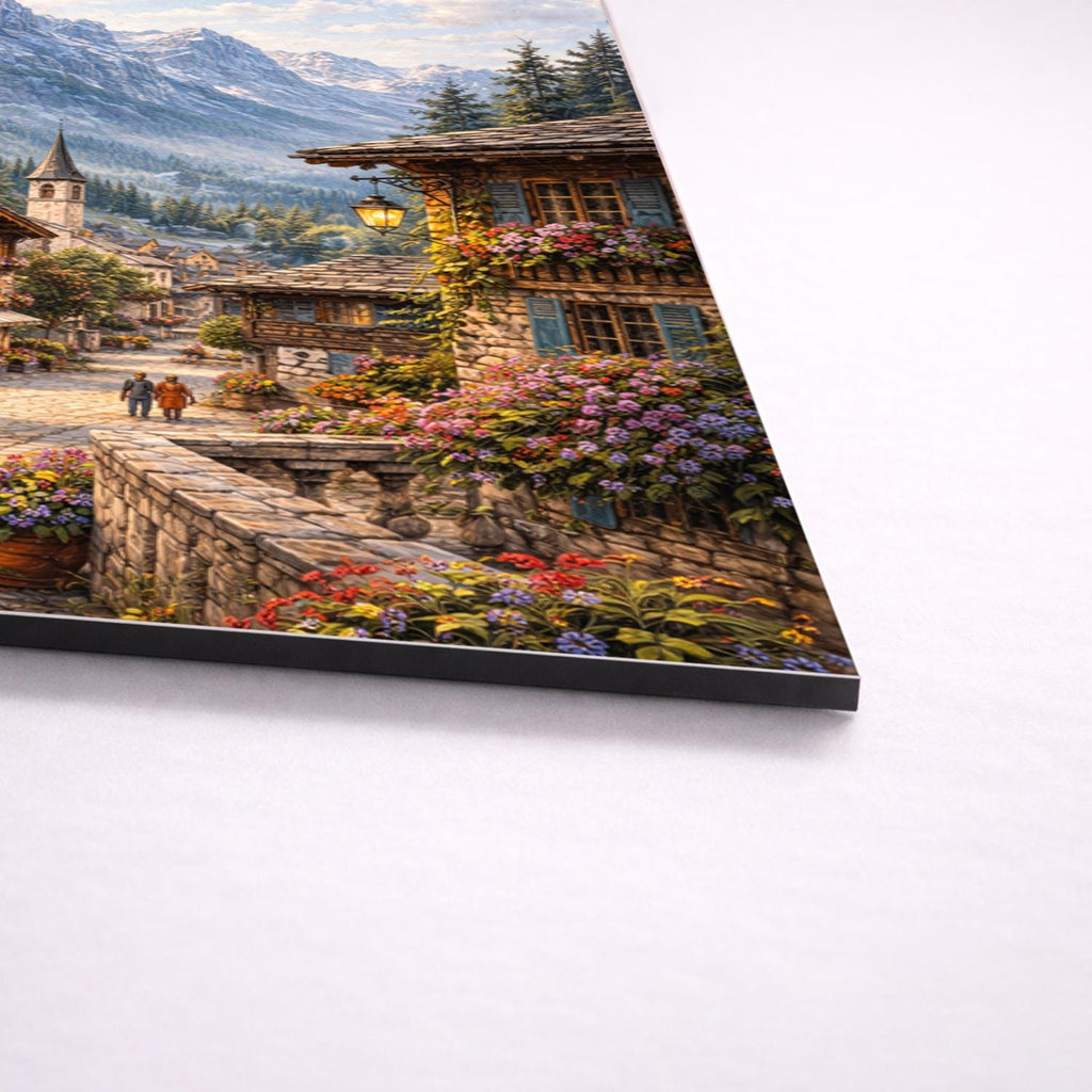 Alpine Village Landscape Metal Wall Art – premium aluminum metal wall art, product image 5