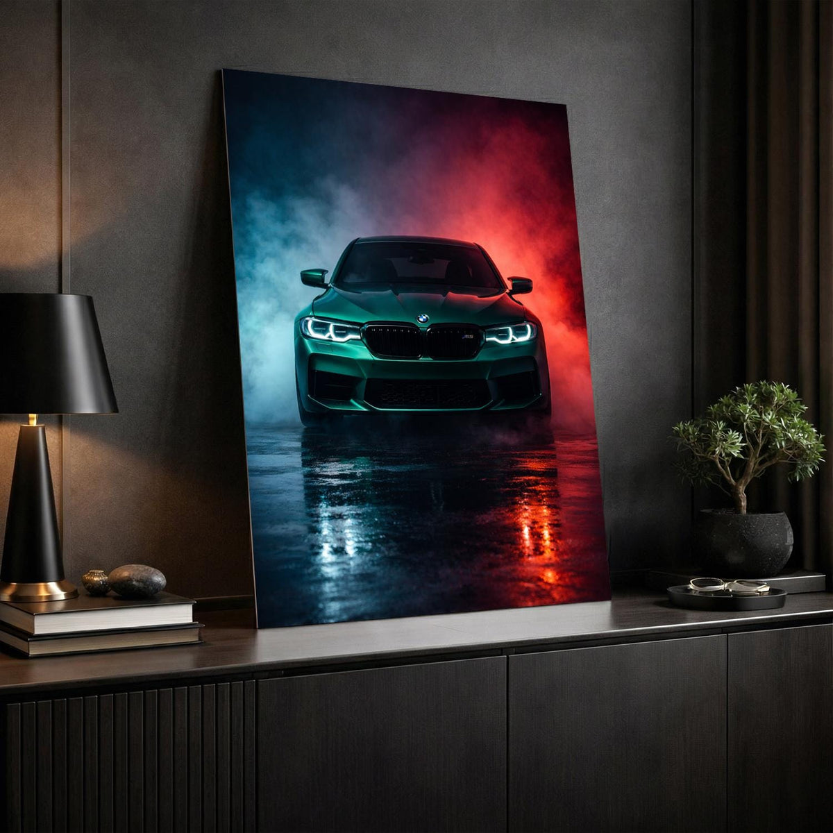 BMW M5 F90 Metal Wall Art – Neon Sports Car Poster – premium aluminum metal wall art, product image 1